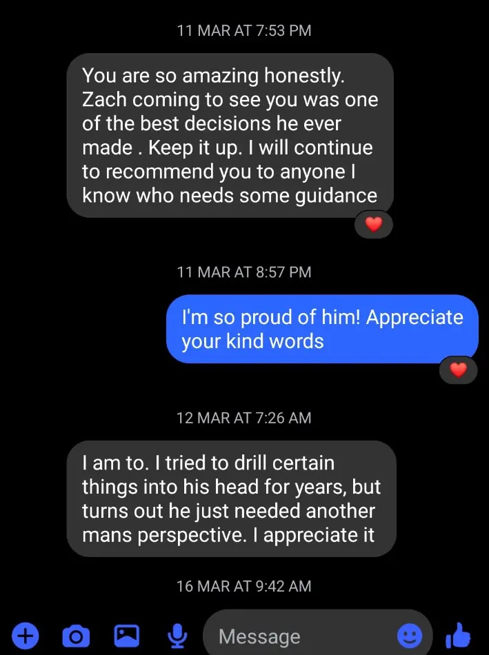 Message from a coaching client's wife about the change in her husband